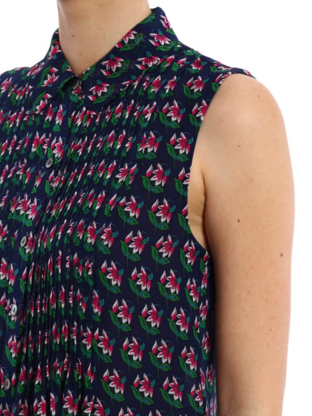 Diane Von Furstenberg Blakely Silk Sleeveless Floral Blouse